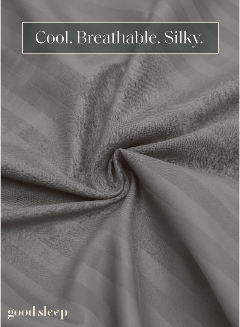 Good Sleep Premium Striped Duvet Set – 6-Piece Grey | Queen Size 200x160 cm | Ultra-Soft, Wrinkle-Resistant & Made in Dubai | Includes Duvet Cover, Fitted Sheet & 4 Pillowcases - Image 5