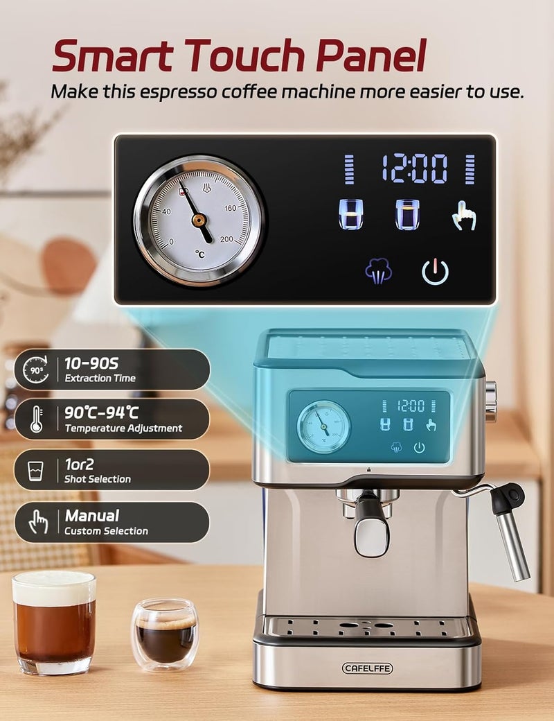 Cafelffe Espresso Coffee Machine MK-901, 20 Bar Espresso Machine with Milk Frother and Touchscreen Espresso Maker For Home Barista or Office Latte Cappuccino Machine 1.5L - Image 4