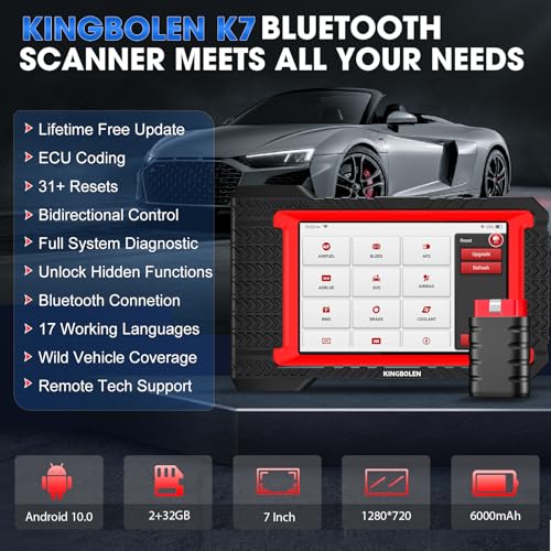 KINGBOLEN K7 OBD2 Scanner Lifetime Free Update Bidirectional Test Full System Bluetooth Diagnostic Scan Tool with ECU Coding, Active Test, 31+ Resets, Autovin, TPMS Relearn, FCA AutoAuth - Image 2