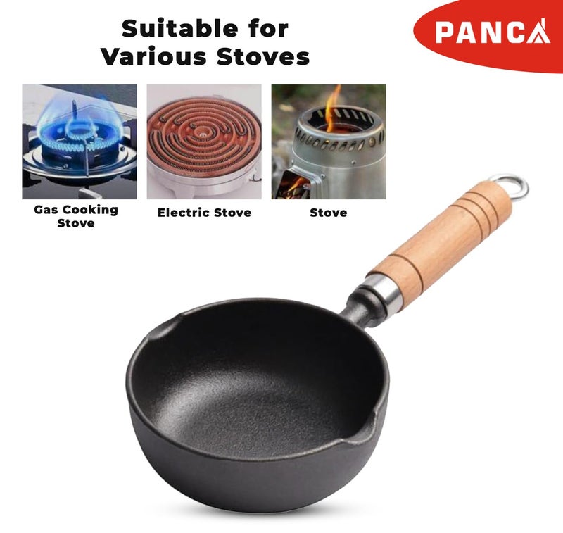 PANCA Cast Iron Tadka Pan | 4 Inch Pre-Seasoned Tempering Pan for Dal & Spices | Gas & Stove-Friendly, 450g Heavy Duty Vaghar/Chounk Pan | 100% Toxin-Free Naturally (Round) - Image 4