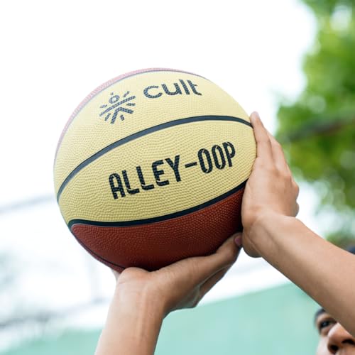 CULT Basketball Alley OOP Size 7 Indoor Outdoor Basketball for Men & Women Durable Rubber Grip Training & Match Play Ball with Butyl Bladder Brown Cream - Image 2