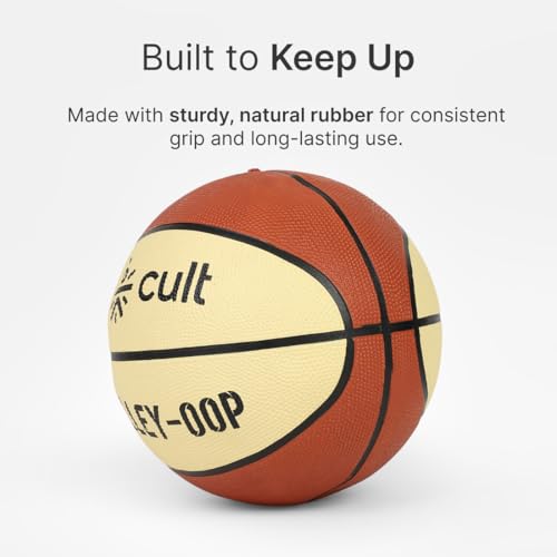 CULT Basketball Alley OOP Size 7 Indoor Outdoor Basketball for Men & Women Durable Rubber Grip Training & Match Play Ball with Butyl Bladder Brown Cream - Image 4