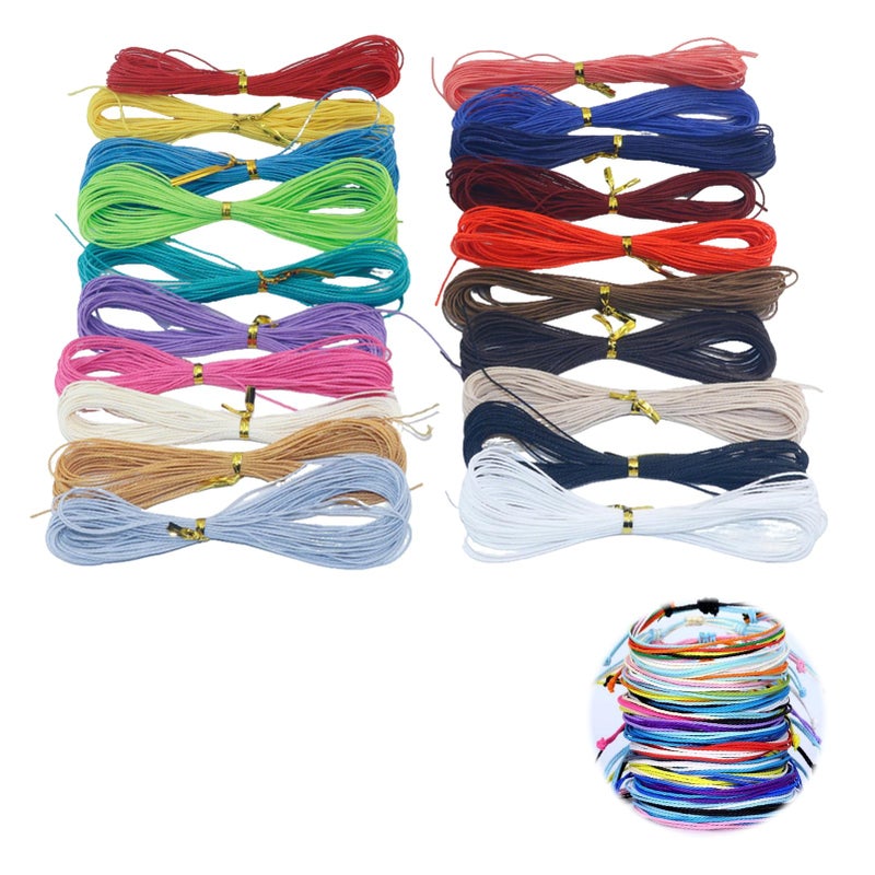 Solbrezeni 20 Colors 1mm Waxed Cord, Colourful Waxed Thread, Beading Macrame for Jewellery Making, Bracelet Cords for Handmade Craft, String for Bracelet Making DIY Crafts Macrame Leather Sewing(Combo 20) - Image 1