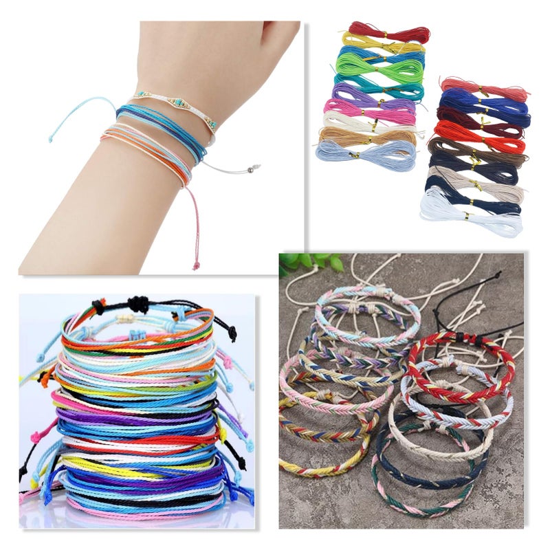 Solbrezeni 20 Colors 1mm Waxed Cord, Colourful Waxed Thread, Beading Macrame for Jewellery Making, Bracelet Cords for Handmade Craft, String for Bracelet Making DIY Crafts Macrame Leather Sewing(Combo 20) - Image 4