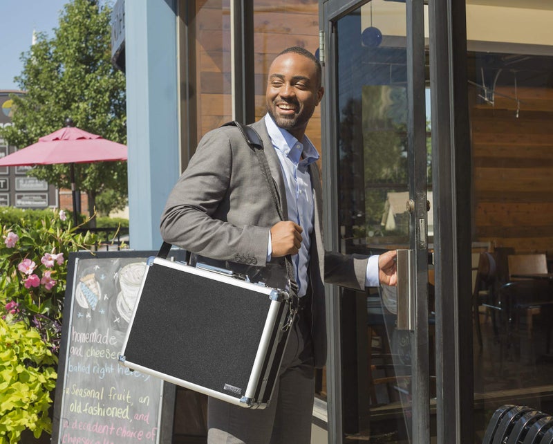 Vaultz Locking Briefcase - 18 x 14.25 x 5 Inch Combination Lock Hard Laptop Case w/Strap - Briefcases for Men and Women - Black - Image 4