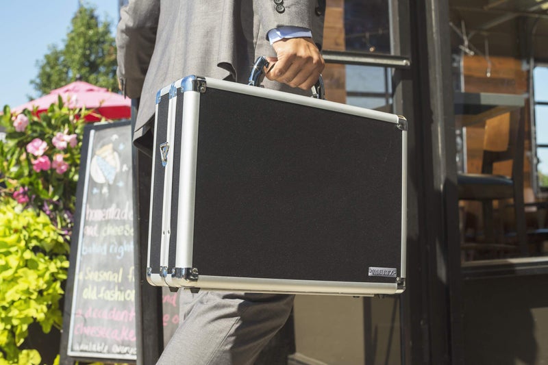 Vaultz Locking Briefcase - 18 x 14.25 x 5 Inch Combination Lock Hard Laptop Case w/Strap - Briefcases for Men and Women - Black - Image 5