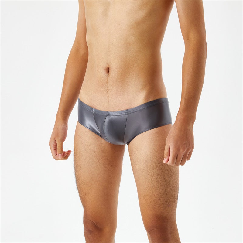 Thin Oil-Permeable Bright Gloss High Elastic Large Size Silk Smooth Ultra-Low Waist Men'S Boxer Underwear Lingerie 7072 - Image 1