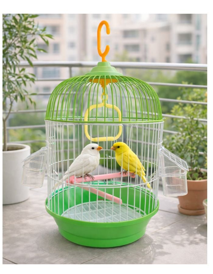 Petto Premium Round Hanging Bird Cage with Perch & Feeders – 23 × 40 cm - Image 2