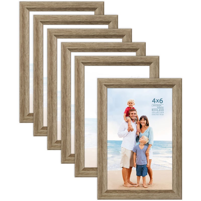 Langdon House 4x6 Picture Frames Fawn Brown 6 Pack Contemporary Style WoodLike Photo Frames Richland Collection