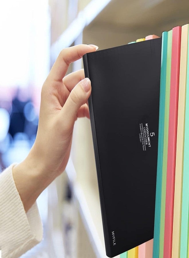 نيسون ملف NISUN ذو 5 جيوب، منظم قابل للتوسيع بحجم A4/Letter، ملف أكورديون محمول، حامل مستندات للمدرسة والمكتب - أسود (32 * 23 سم) - Image 4