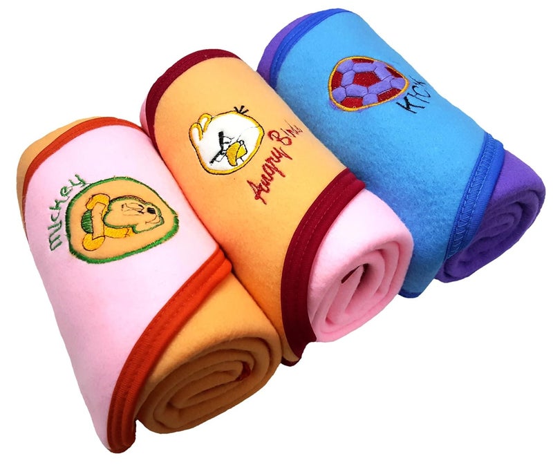 BRANDONN 3PC Striped Border A/C Baby Blanket Cum Wrapper (Multicolor) - Image 2