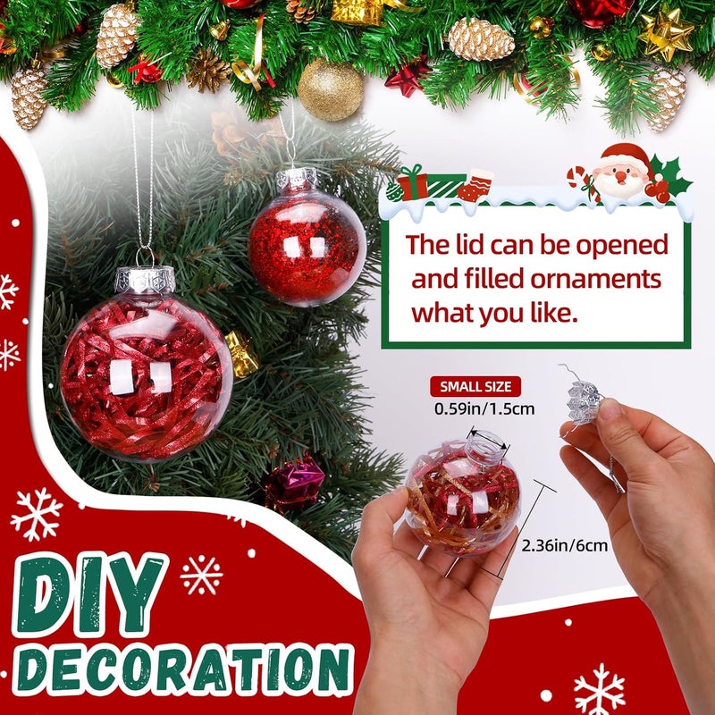 LYLYFAN 12 Pack Clear Plastic Fillable Ornament Ball 2.36''/60mm for Christmas,Holiday, Wedding,Party,Home Decor - Image 5