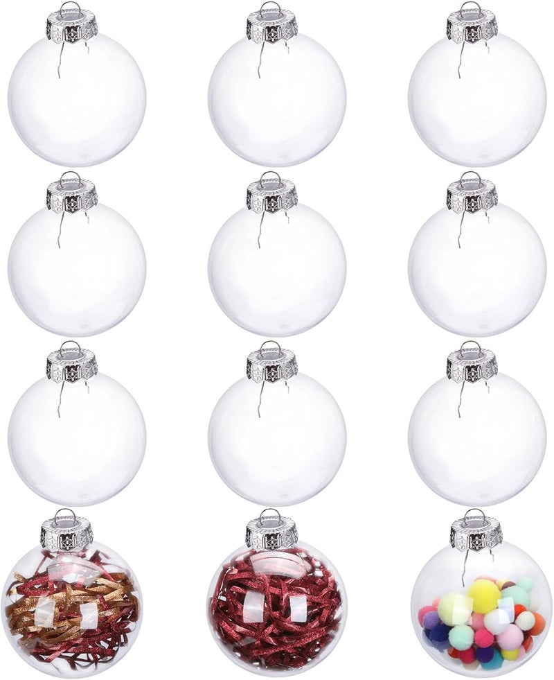 LYLYFAN 12 Pack Clear Plastic Fillable Ornament Ball 2.36''/60mm for Christmas,Holiday, Wedding,Party,Home Decor - Image 1