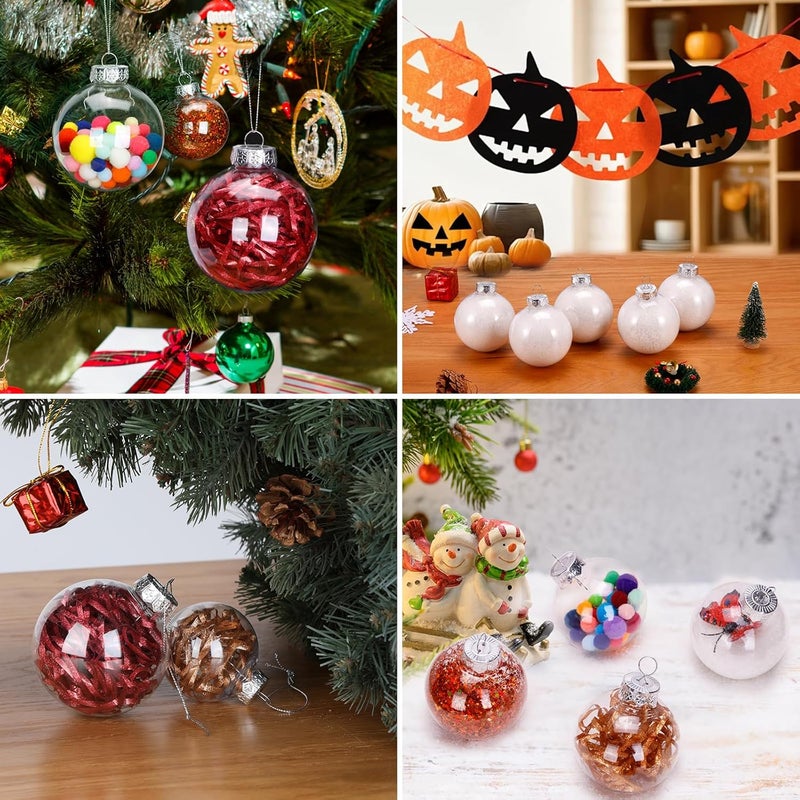 LYLYFAN 12 Pack Clear Plastic Fillable Ornament Ball 2.36''/60mm for Christmas,Holiday, Wedding,Party,Home Decor - Image 4