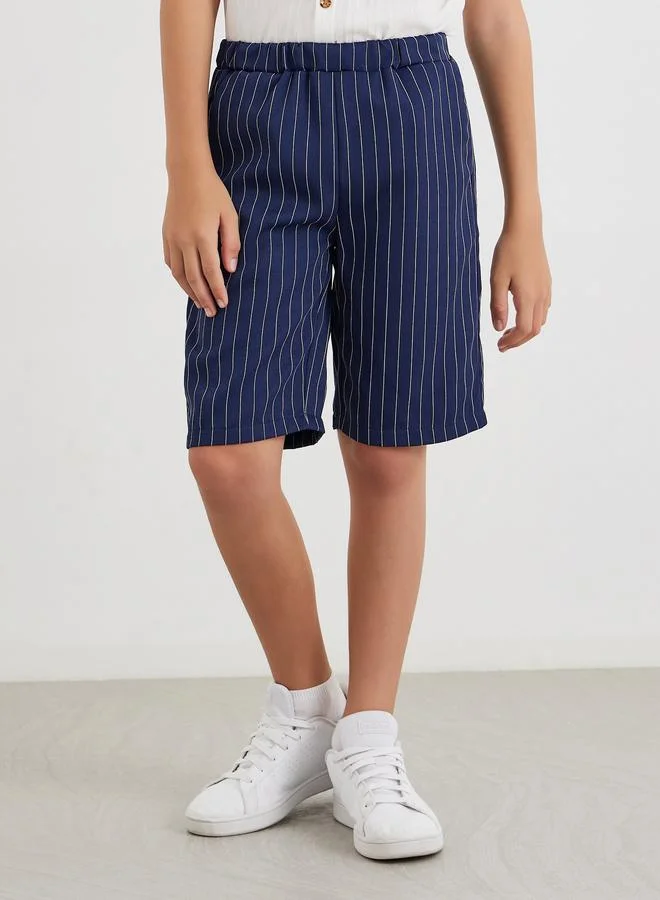 Styli Styli Textured Shirt and Striped Shorts Set