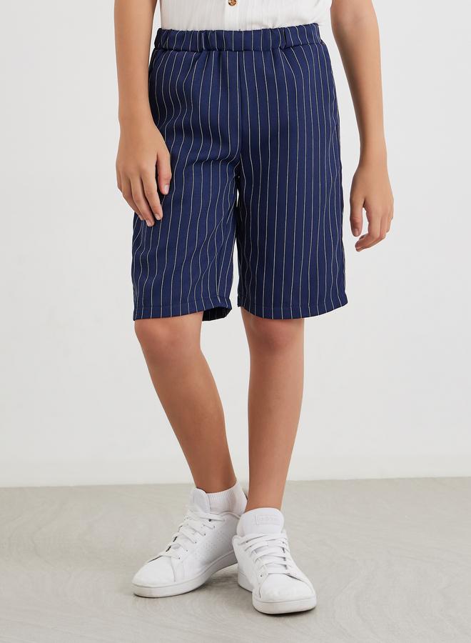 Styli Textured Shirt and Striped Shorts Set - Image 4
