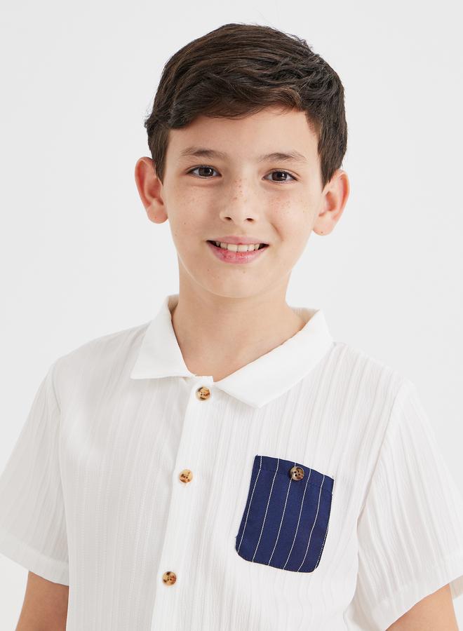 Styli Textured Shirt and Striped Shorts Set - Image 3