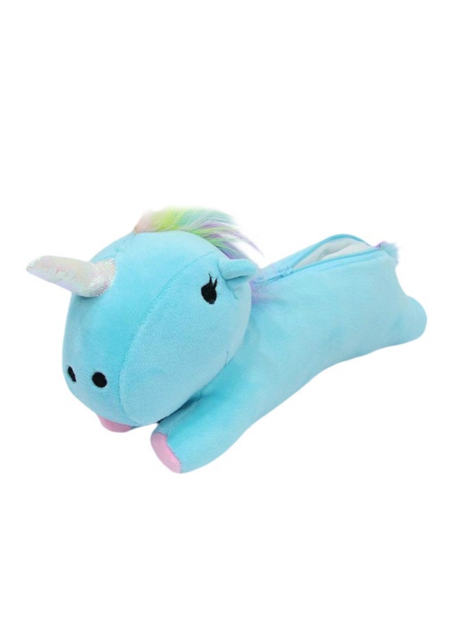 NIBEMINENT Cute Cartoon Unicorn Shape Plush Tool Pen Bag Blue