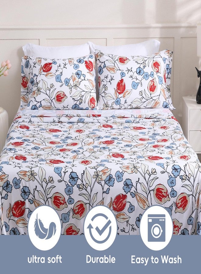 LONAVA Solid and Printed Queen Size Bed Sheet Set - 6-Piece, Includes Solid Fitted Sheet, Solid Pillowcases, OEKOTEX Certified, 100% Brushed Microfiber, Comfortable and Breathable, G24054 - Image 5
