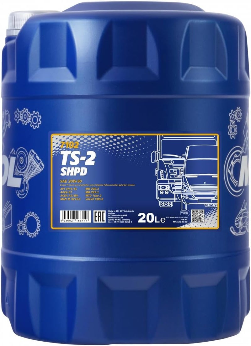 Mannol HTE Diesel Engine Oil TS-2 SHPD 20W-50 (20 LTR)