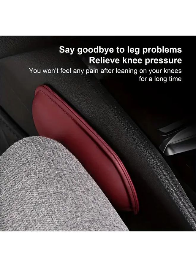 Red PU Leather Car Cushion Pad 2pcs with Memory Foam for Door Armrest Elbow Rest Headrest - Image 3