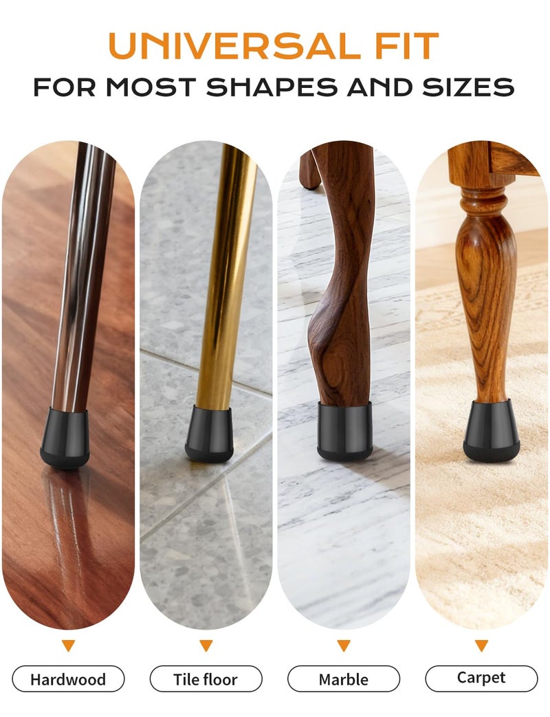 yomanta 24 PCS Silicone & Felt Chair Leg Floor Protectors - Scratch Proof & Noise Reducing Furniture Caps for Hardwood Floors - Round XS Fits 9/16" to 12/16" (15â€“19mm), Black - Image 5