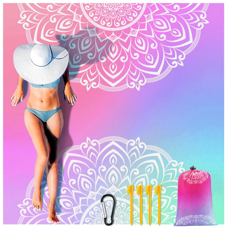 HIHOHO Beach Blanket Waterproof Sandproof Extra Large Beach Mat 79" X 83"/120"x108"for 1-8 Adults Quick Drying Durable Outdoor Picnic Mat for Beach Travel Camping Hiking - Image 1