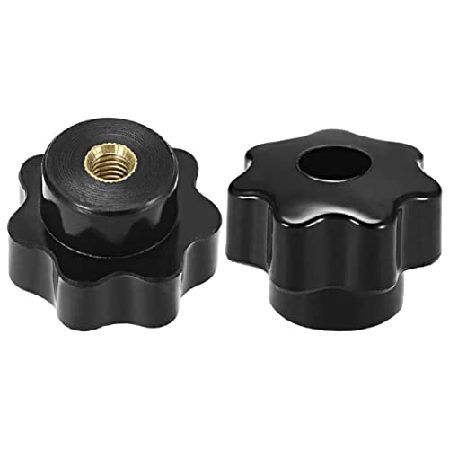 Haobase 5pcs M6 X 32 mm Female Threaded 7 Lobes Through Hole Set-Up Knob Grip Black - Image 2