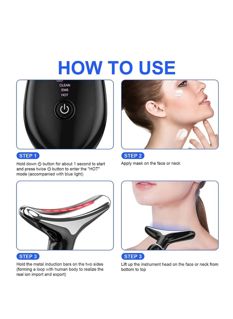 Cool Baby Style COOLBABY Facial Neck Lifting Machine Sonic Face Massager Beauty Device Wrinkles Remover Skin Rejuvenation Anti-aging Rechargeable 3 Modes Black  - Image 3