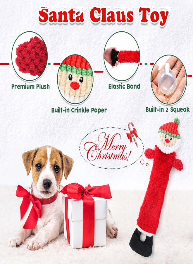 LOYEE Christmas Dog Toys 8 Pack - Santa Squeaky Plush Chew for Puppy, Durable Interactive Rope for Teething, Treating Ball and Bone Rubber for Small Dogs - Image 5