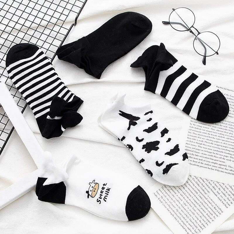 Bgk 5-pack Cow Patterned Booties Socks