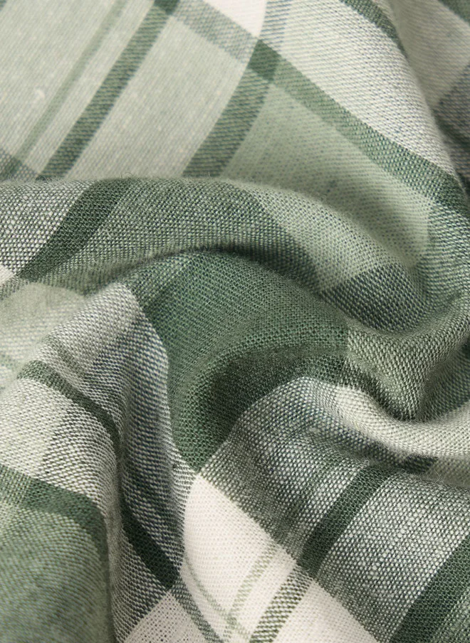 The Souled Store  The Souled Store Matcha Men Spread Collar Checks Cotton Linen Regular Fit Shirt  | Best Price UAE