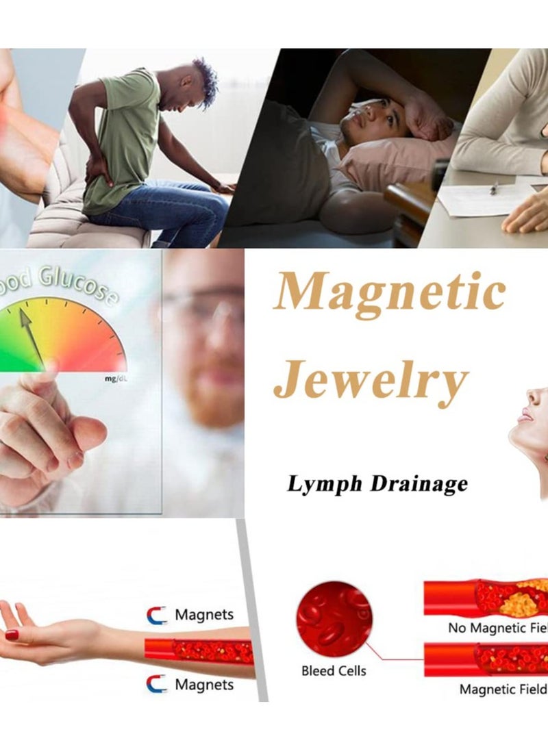 SYOSI أساور مغناطيسية للنساء بمغناطيسات فائقة القوة 3500 جاوس، أساور مغناطيسية من الفولاذ التيتانيوم، تصميم أنيق ولامع على شكل حب من الكريستال - Image 2