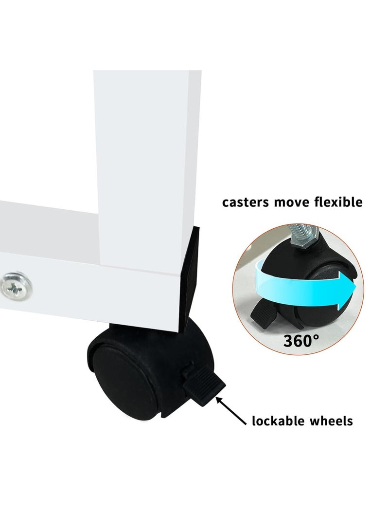 مكتب منزلي، طاولة كمبيوتر محمول قابلة لتعديل الارتفاع مع رف، مكتب كمبيوتر صغير محمول مع عجلة دوارة، طاولة جانبية حديثة لقراءة دراسة العمل، طاولة الدراسة (أسود، 80 * 40 * 60-90 سم) - Image 5