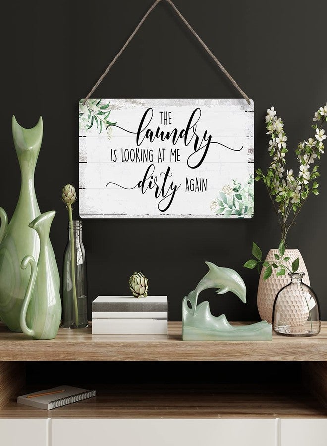 MIGUMUTU the Laundry is Looking at Me Dirty Again Sayings Home Wall Decor Wooden Signs Funny Rustic Laundry Hanging Wall Plaque Sign Present - Image 4
