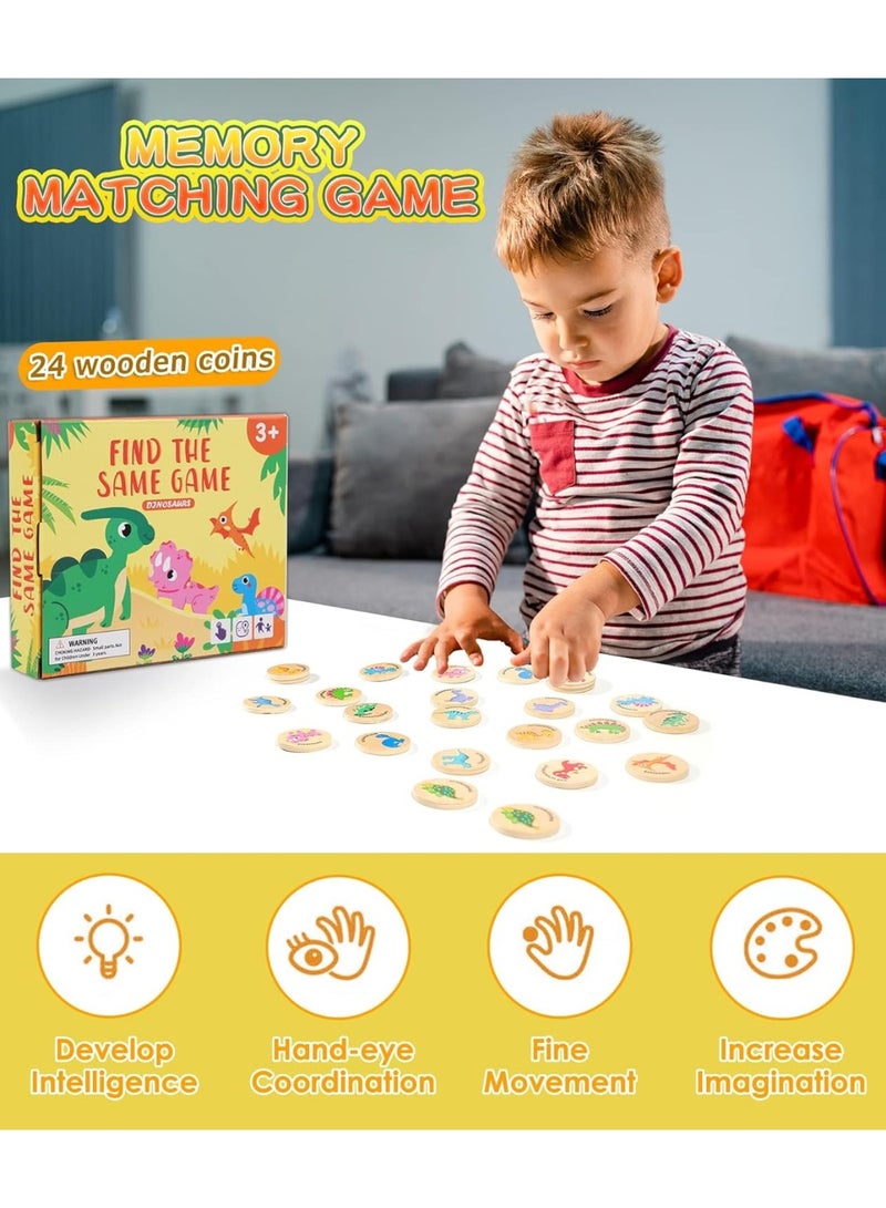 JOGAMS Memory Matching Game for Kids 24Pcs Animal Matching Cards Educational Memory Matching Game for Preschool 4 5 6 Years Old Dinosaur - Image 2