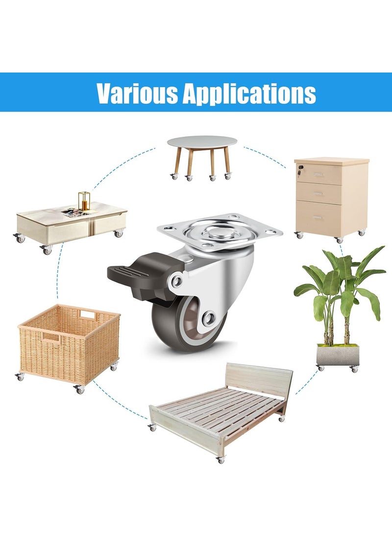THOISEWELT THOISEWELT 1 Inche Caster Wheel For Furniture Stainless Steel Material 360 Degree Swivel 4 Brack Wheel Sofa Bed Tipoy Easy To Moving 150kg Weight Capacity  - Image 3