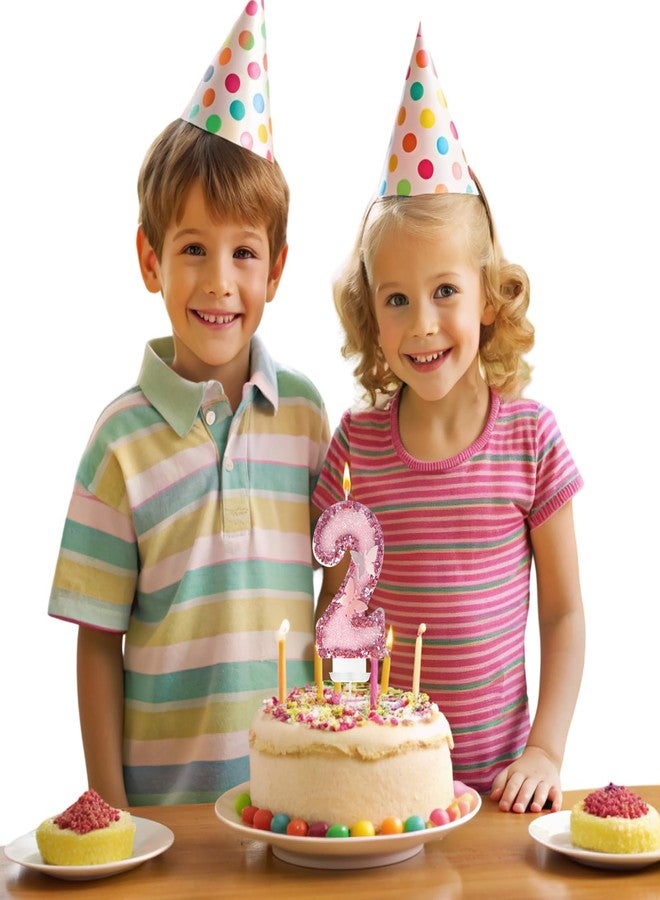JonesLi 2th Birthday Candles，Glitter Butterfly Cake Toppers Pink Sequins Wedding Numeral Cupcake Decorations，Suitable for Girl and boy Wedding Cakes, Party Celebrations, Birthday Decorations - Image 3