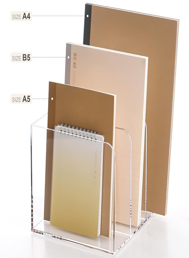 HeZone Acrylic Magazine Holder,Clear Desk Organizer with 3 Vertical Compartments,Magazine File Holder Sorter Rack Workspace Organizers for Home Office & Classroom(B5) - Image 4