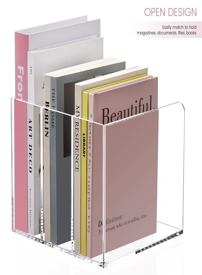 HeZone Acrylic Magazine Holder,Clear Desk Organizer with 3 Vertical Compartments,Magazine File Holder Sorter Rack Workspace Organizers for Home Office & Classroom(B5) - Image 5