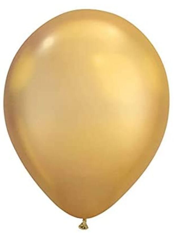 Party Time 100 Pieces Chrome Gold Plain Balloon 12 Inches - Image 1