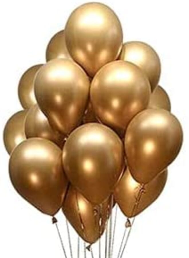 Party Time 100 Pieces Chrome Gold Plain Balloon 12 Inches - Image 2