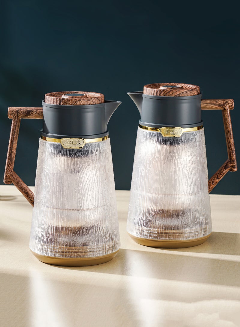 Royal Camel Royal Camel Blizzard Two-Piece Thermos Set 1L+1L Wooden Golden/Dark Grey