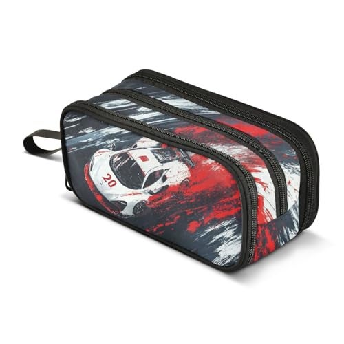 BOENLE Racing Car Truck Pencil Case Box Boys Girls Large Pencil Pouch with Zipper Compartments Big Capacity Stationery Pen Bag Organizer for Kids Teens Adults School - Image 1