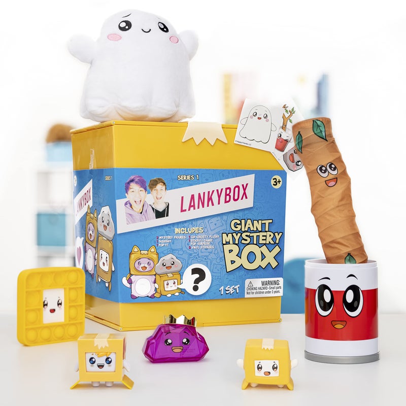 LankyBox Giant Mystery Box: Wearable Boxy case, 2 Figures, one 6â€ Glow-in-The-Dark Plush, a Squishy , pop-it Fidget Toy, Canny with pop-Out Sticky, and 3 Stickers - Image 5