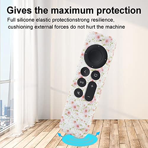LEFXMOPHY Case for Apple TV Cover Siri Remote 2023 2021 2022 2024, 4K HD Controller 2nd 3rd Gen, Flower Silicone Sleeve with Lanyard - Image 4