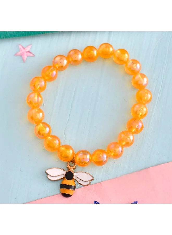 VOYLLA Orange Beads Bumblebee Kids Rakhi