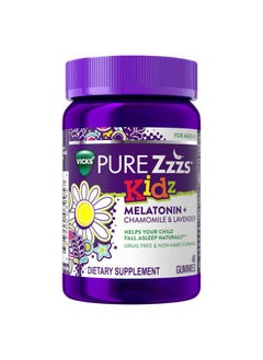 ZzzQuil VICKS PURE Zzzs Kidz, Melatonin Sleep Aid Gummies for Kids and Children, Helps Your Child Fall Asleep Naturally, Low Dose Melatonin, 48 Gummies  - Image 1