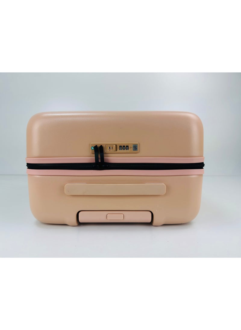 2-Piece PP Luggage Set – Lightweight Polypropylene Fashion Trolley Luggage Unbreakable Hard Shell with TSA Lock, Safe Security Zipper, 2 Protection Cover and 4 Quiet 360° Double Spinner Wheels – Cabin And Medium Checked Suitcases - 20" / 24" - PEACH PINK