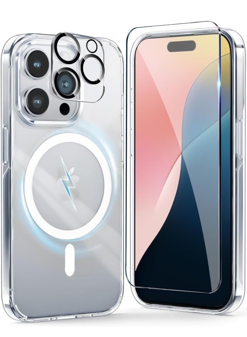 ELTRAZONE iPhone 16 Pro Max Case - Clear Magnetic Case [Compatible with MagSafe], Includes Screen Protector & Camera Protection, Shockproof Cover for iPhone 16 Pro Max (6.9”)